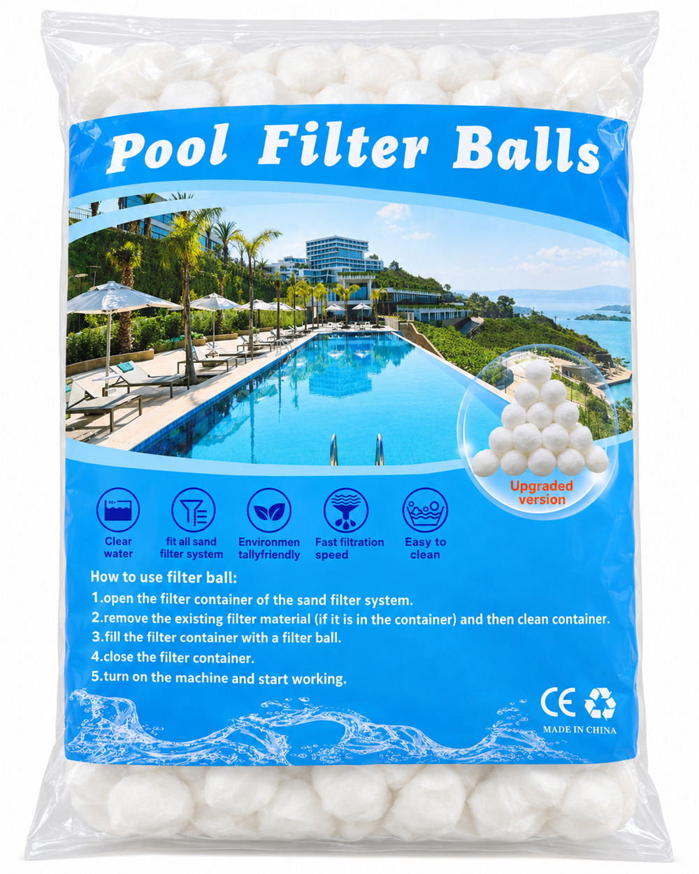 Alliyx 4 lb Pool Filter Balls Sand Filter Replacement Media w Wash Bag New